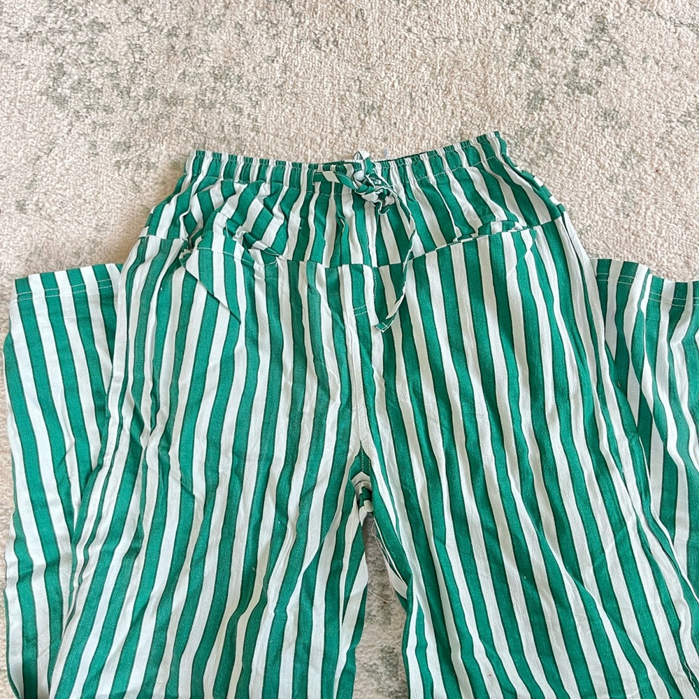 Fun Striped Green and White Women's Pants — SO cute but don’t fit me!!!